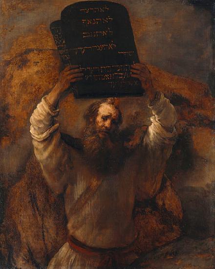 REMBRANDT Harmenszoon van Rijn Moses with the Ten Commandments oil painting picture